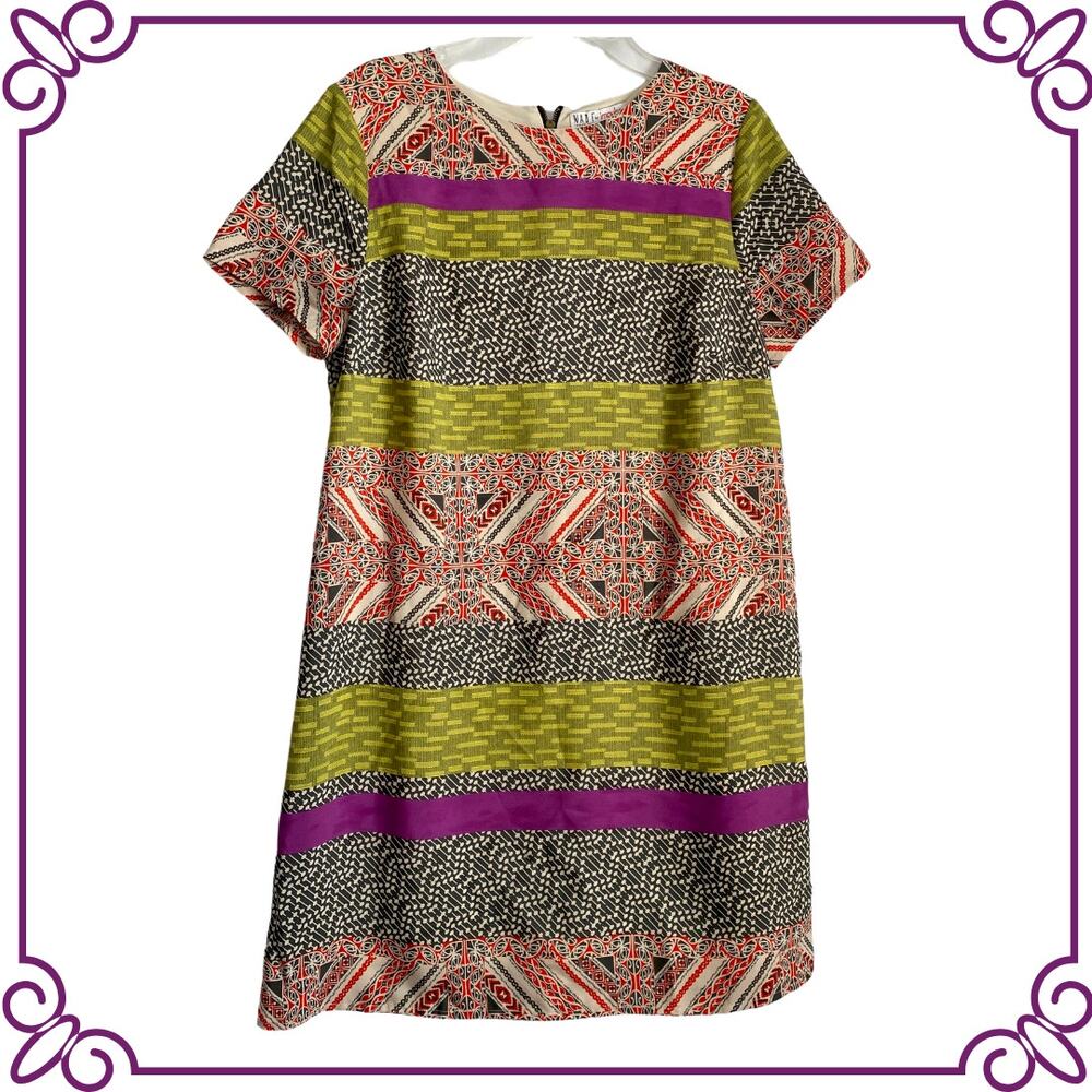Made Fashion Week for Impulse Short Sleeve Shift Multicolor Dress Medium
